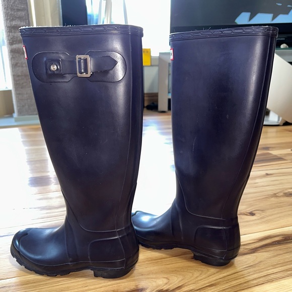 Hunter Wellington Boots Tall Sz 6 Aubergine Matte - Picture 3 of 7